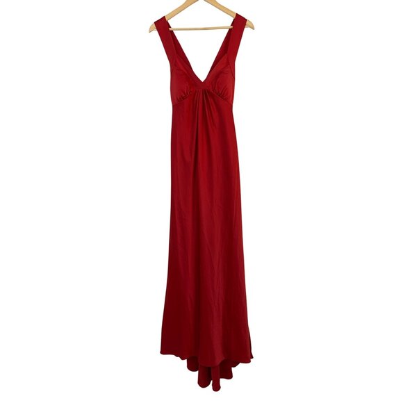 NWT Calvin Klein Red Evening Gown Size 8 Empire Waist Satin CD9B1DT4 RB10385 - Picture 1 of 13